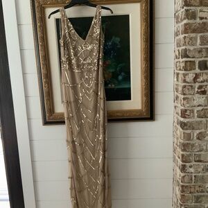 JS Collection tan gold gown size 8